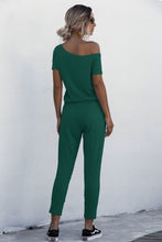 Load image into Gallery viewer, JUMPER ROMPER Asymmetrical Neck Tied Jumpsuit with Pockets