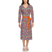 Load image into Gallery viewer, SPRING UP (Women’s ¾ Sleeve Wrap Dress-Heavy Knit orange kiss)