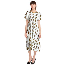 Load image into Gallery viewer, SUMMER BLAZE(Short Sleeve Shirred Waist Midi Dress)