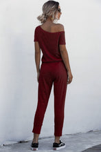 Load image into Gallery viewer, JUMPER ROMPER Asymmetrical Neck Tied Jumpsuit with Pockets