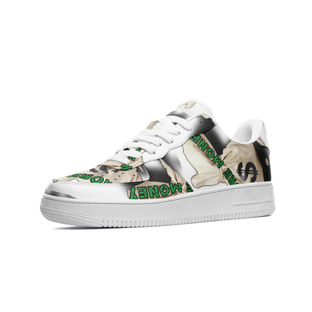 MORE MONEY (Unisex Low Top Leather Sneakers)