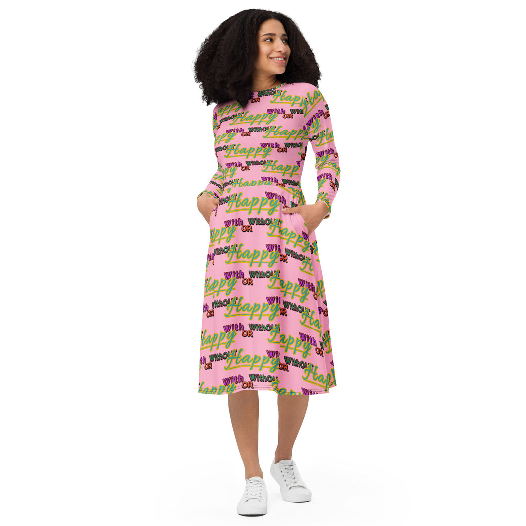 WITH OR WITHOUT (long sleeve midi dress)