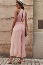 Load image into Gallery viewer, JUMPER ROMPER Accordion Pleated Belted Grecian Neck Sleeveless Jumpsuit
