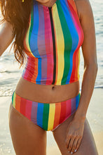 Load image into Gallery viewer, SUN IN SAND (Rainbow Striped Split Bikini)
