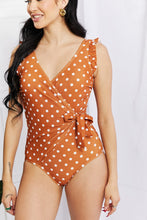 Load image into Gallery viewer, SUN IN SAND ( Swim Full Size Float On Ruffle Faux Wrap One-Piece in Terracotta)
