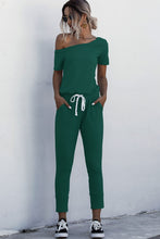 Load image into Gallery viewer, JUMPER ROMPER Asymmetrical Neck Tied Jumpsuit with Pockets
