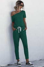 Load image into Gallery viewer, JUMPER ROMPER Asymmetrical Neck Tied Jumpsuit with Pockets
