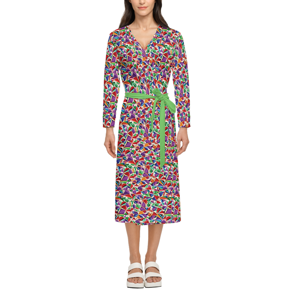 SPRING UP (Women’s ¾ Sleeve Wrap Dress-Heavy Knit green)