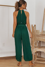 Load image into Gallery viewer, JUMPER ROMPER Accordion Pleated Belted Grecian Neck Sleeveless Jumpsuit
