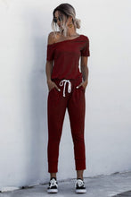 Load image into Gallery viewer, JUMPER ROMPER Asymmetrical Neck Tied Jumpsuit with Pockets
